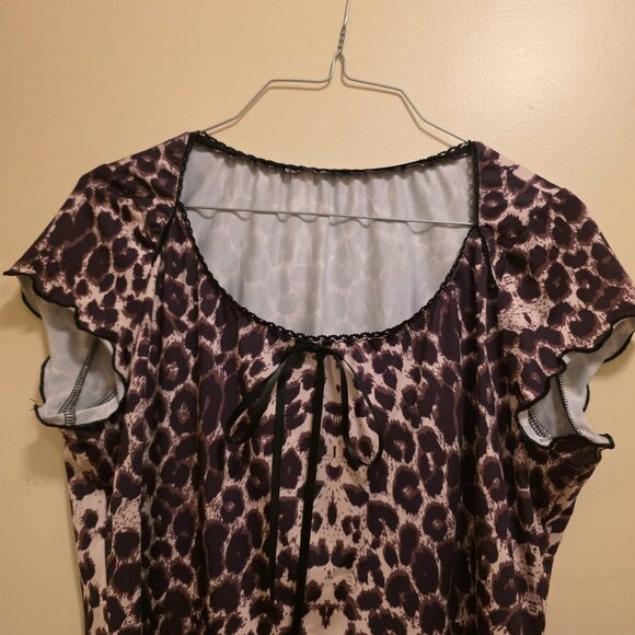 Animal Print Capped Sleeve Top XL - Picture 2 of 4